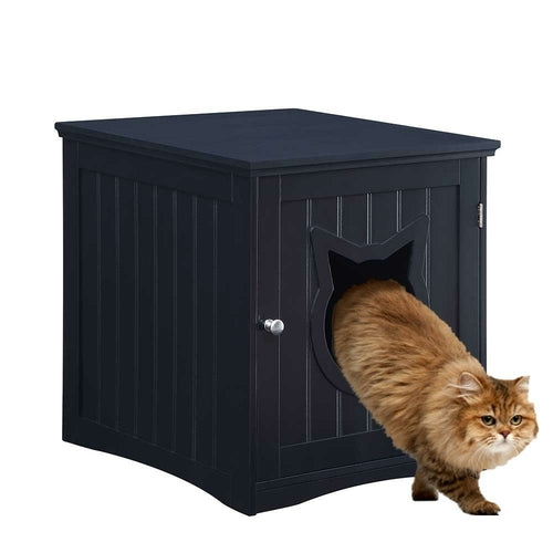 Modern Cat House Nightstand – Hidden Litter Box Enclosure & Pet Bed Side Table