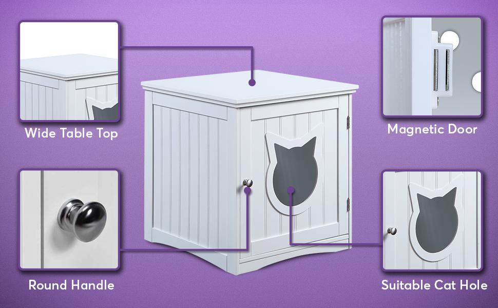 Modern Cat House Nightstand – Hidden Litter Box Enclosure & Pet Bed Side Table