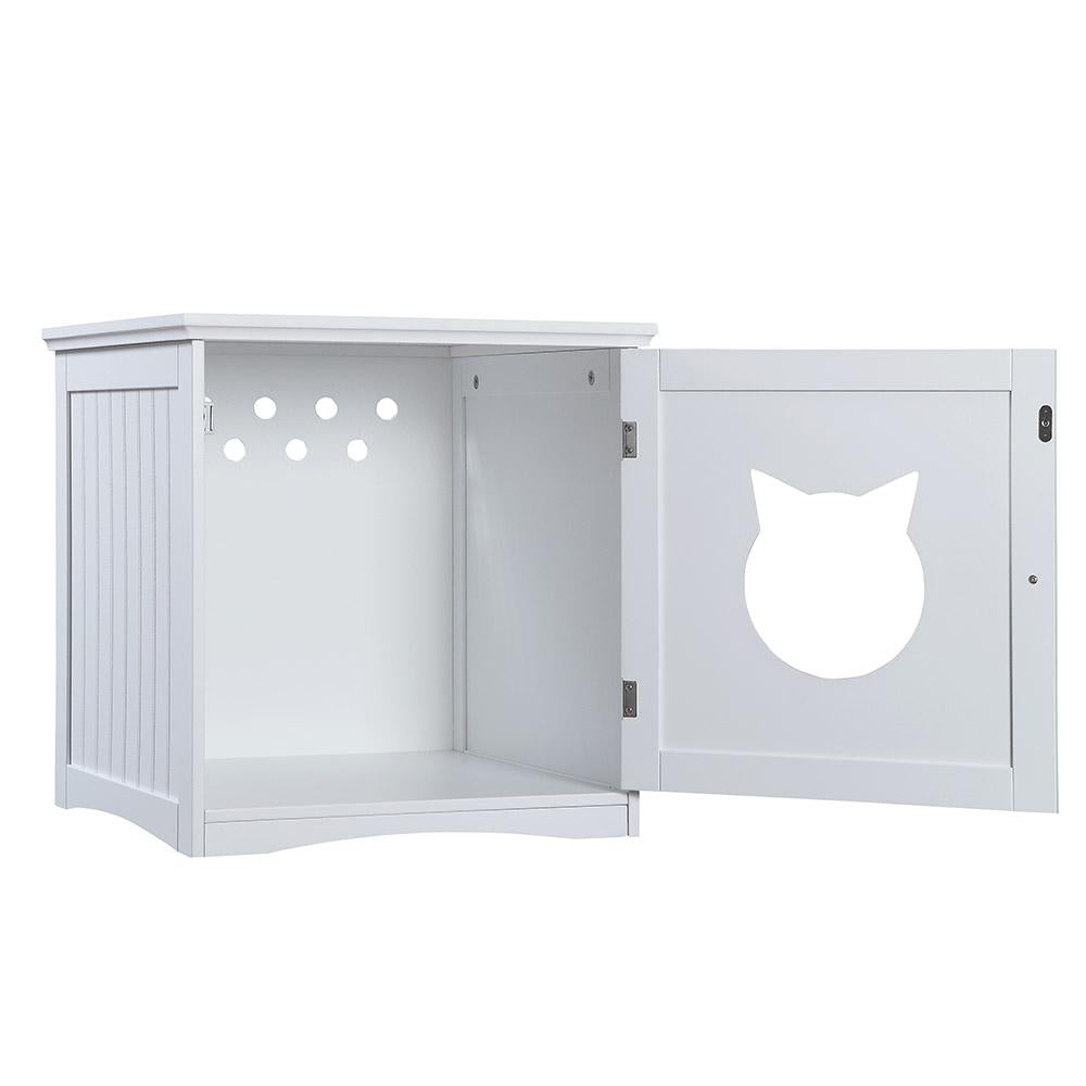 Modern Cat House Nightstand – Hidden Litter Box Enclosure & Pet Bed Side Table