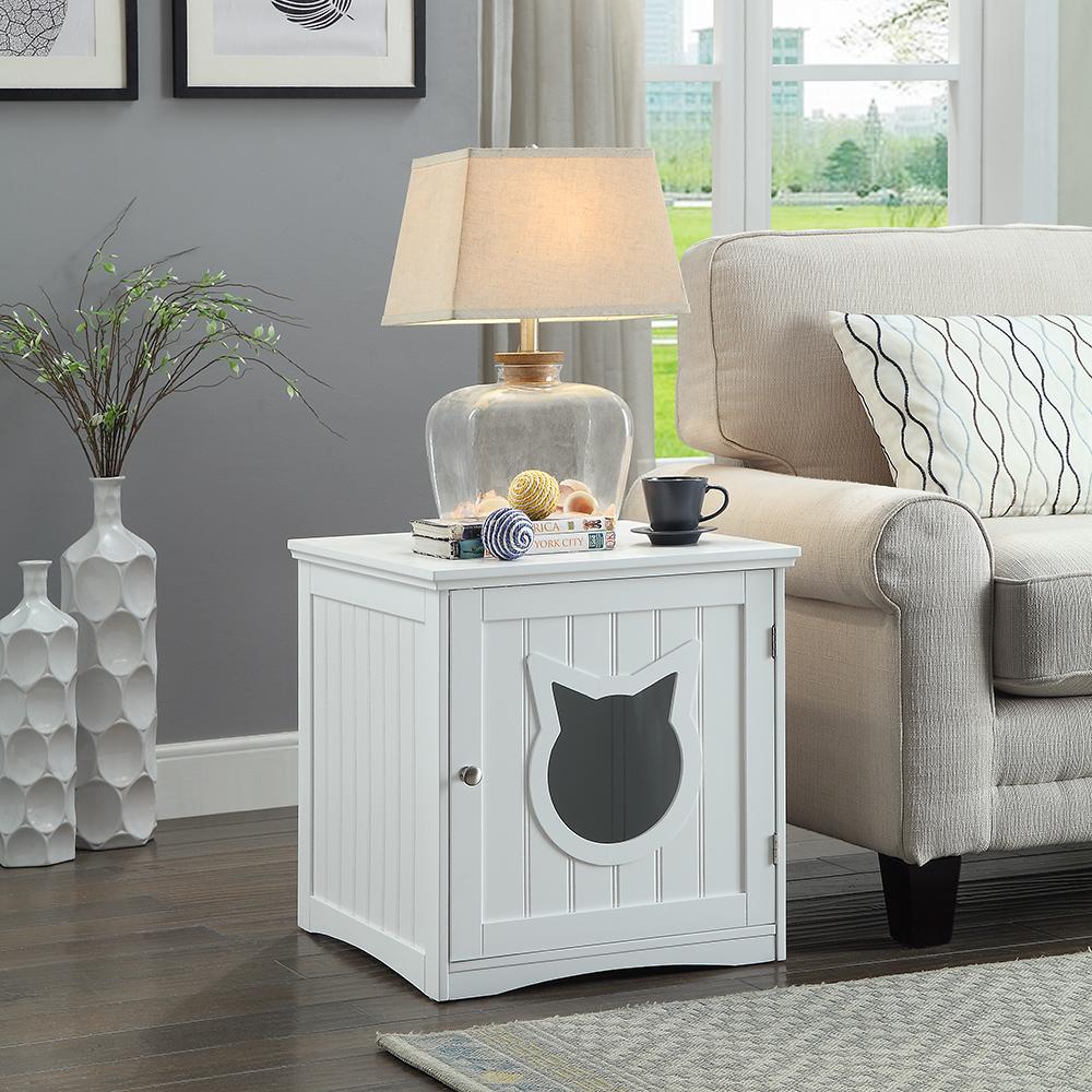 Modern Cat House Nightstand – Hidden Litter Box Enclosure & Pet Bed Side Table
