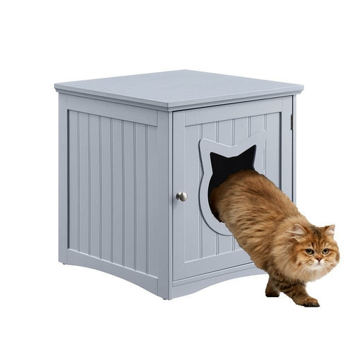 Modern Cat House Nightstand – Hidden Litter Box Enclosure & Pet Bed Side Table